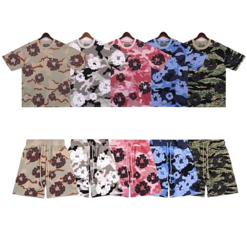 DENIM TEAR. CAMO T-SHIRT AND SHORTS