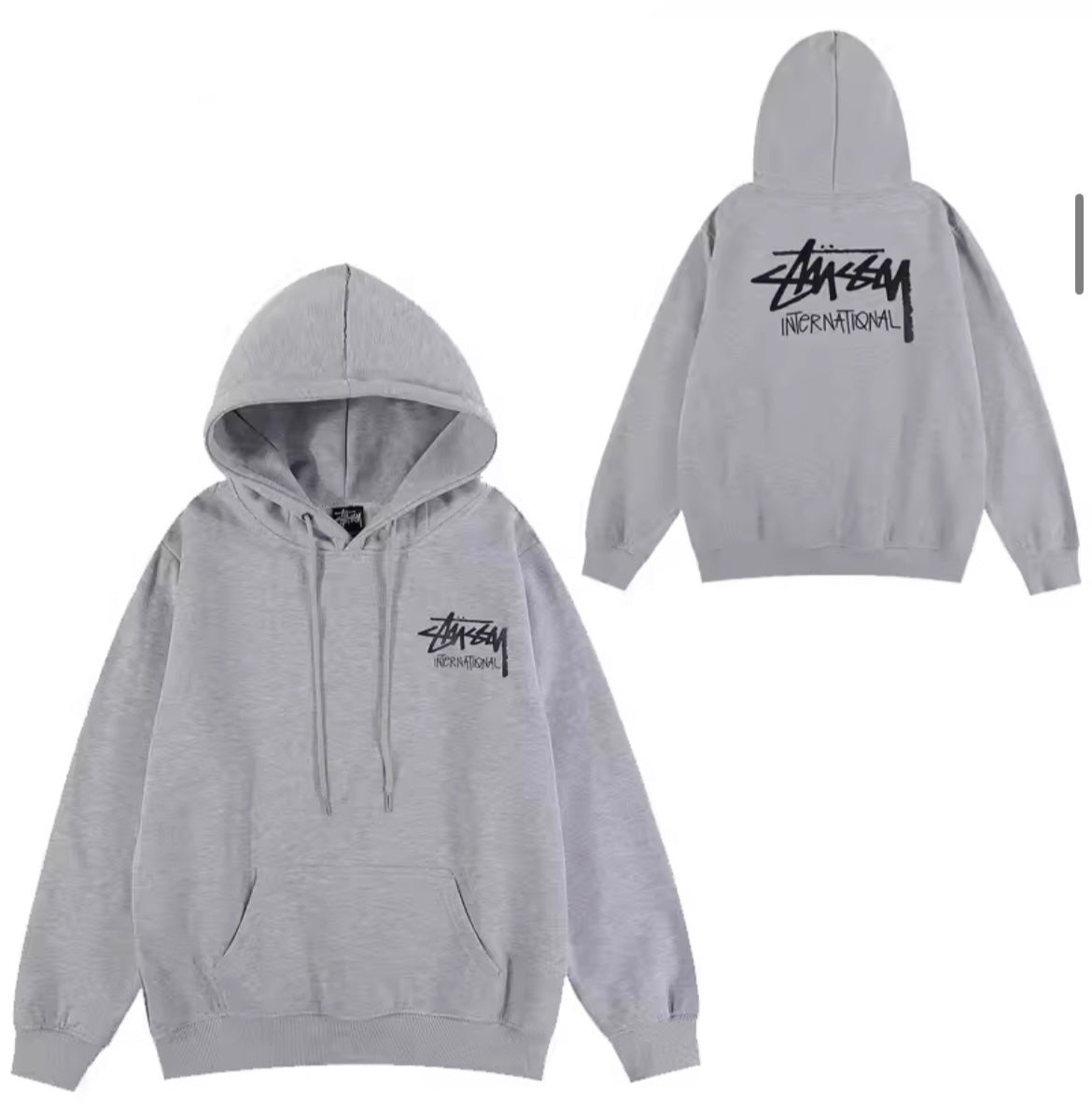 Sty Intl Hoodie grey *INSTANT SHIP*